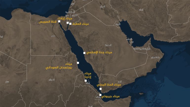 خريطة موانئ البحر الأحمر